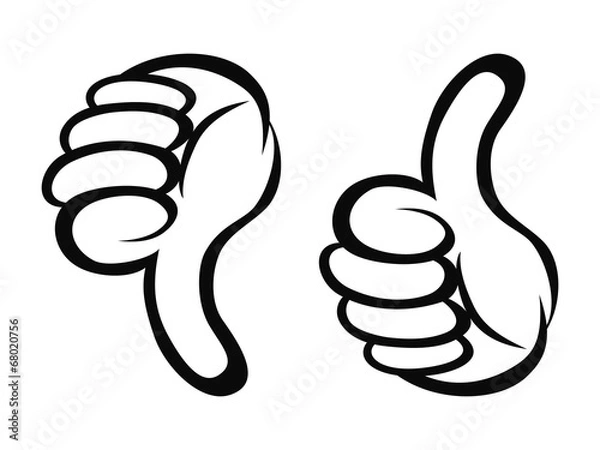 Obraz Thumbs up and down cartoon style