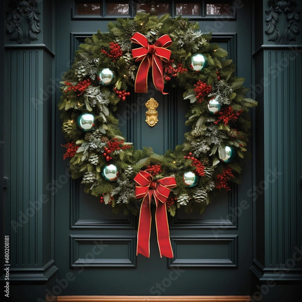 Fototapeta holiday decorations with intricate ornaments, wreaths, and holiday-themed elements created with Generative Ai