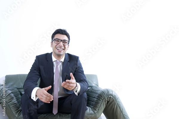 Obraz kaufmann lächelnd im anzug