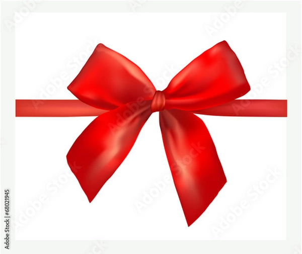 Fototapeta Red gift bow with ribbon. Vector.