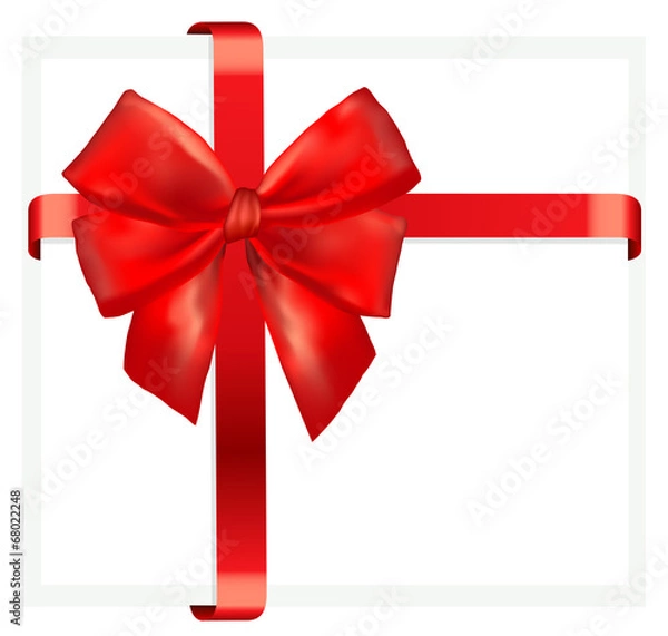 Obraz Red gift bow with ribbon. Vector.