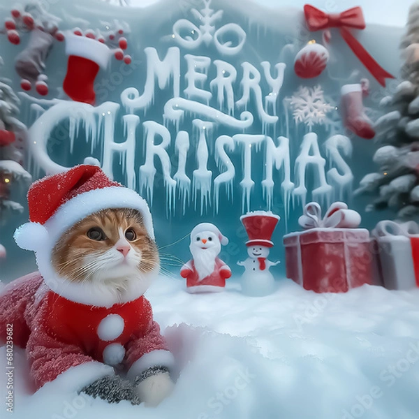 Obraz Christmas Cat Wallpaper