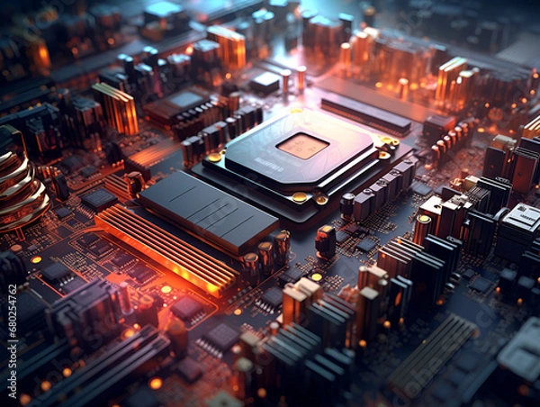 Fototapeta processor on the motherbaord