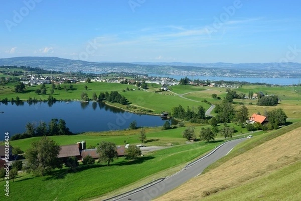 Fototapeta Vista del Lago Hüttnersee, Suiza