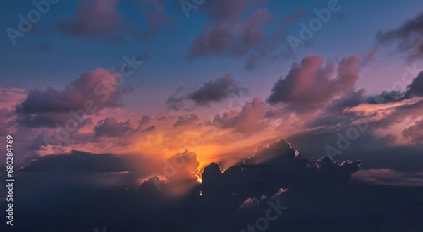 Obraz Beautiful Dark Sky with Sun