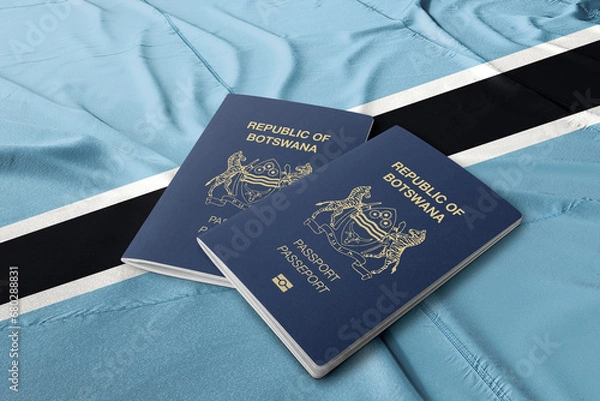 Fototapeta Botswana passport on its flag top view