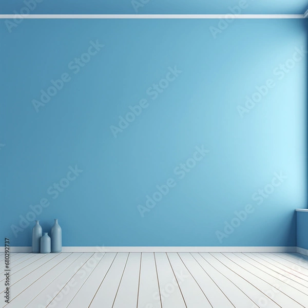 Obraz Blank blue floor and blank blue wall