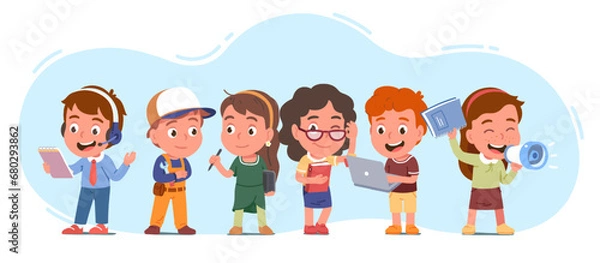 Obraz Different profession workers women, men team set