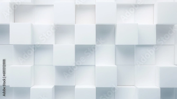 Fototapeta Abstract illustration of white cubes background. Futuristic background with geometric shapes.