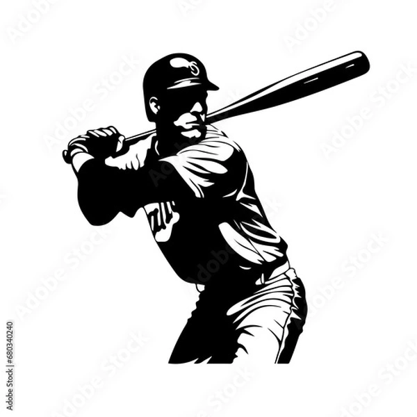Obraz Energetic Baseball Player Vector Illustration