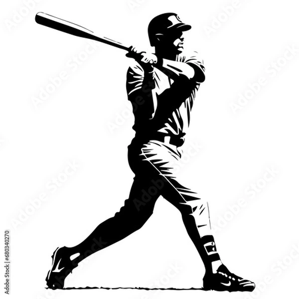 Obraz Energetic Baseball Player Vector Illustration