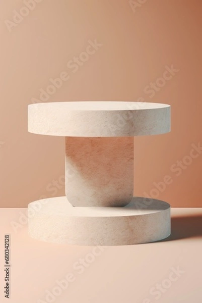 Fototapeta Render of a White Stone Pedestal for Pproducts AI generated illustration