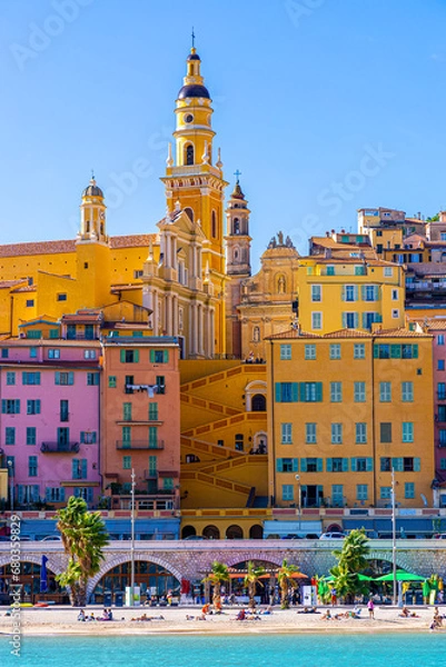 Obraz View of Menton, a town on the French Riviera in southeast France known for beaches and the Serre de la Madone garden