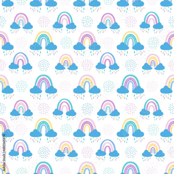 Obraz pattern with cartoon rainbows