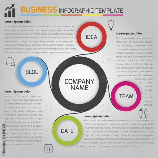 Fototapeta Business light infographic template with circles