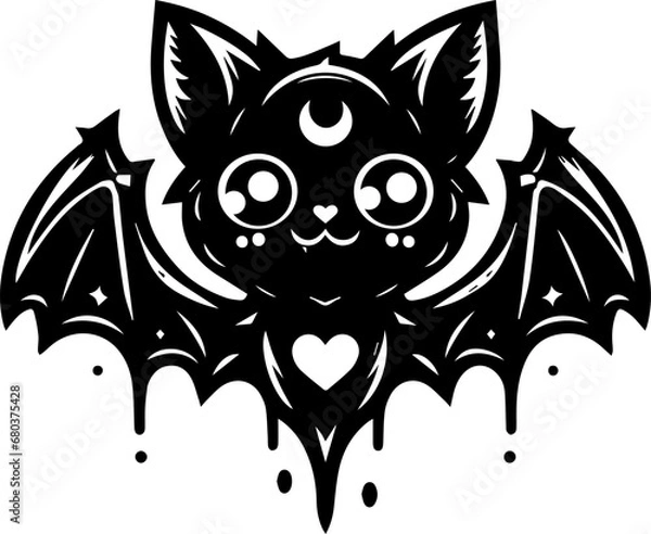 Obraz Morcego goth fofinho, com lua na testa, gothic collection