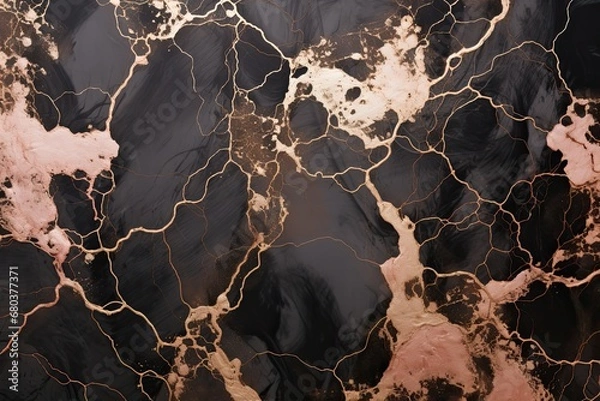 Obraz Rose gold and black marble texture pattern background.