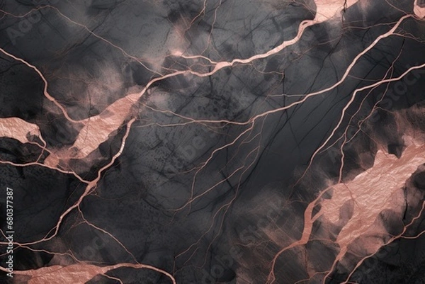Obraz Rose gold and black marble texture pattern background.