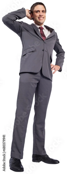 Fototapeta Digital png photo of happy caucasian businessman standing on transparent background