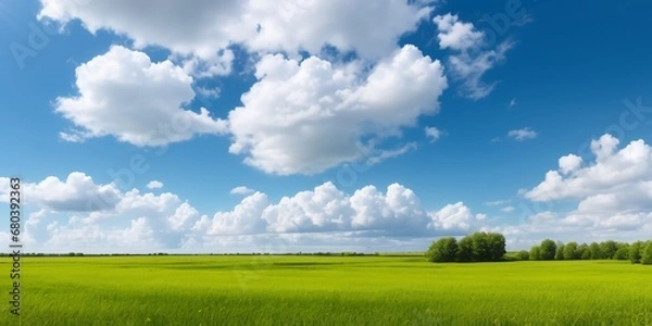 Obraz 快晴の青空、白い雲、generative ai