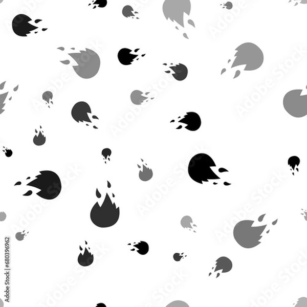 Fototapeta Seamless vector pattern with fire symbols, creating a creative monochrome background with rotated elements. Illustration on transparent background