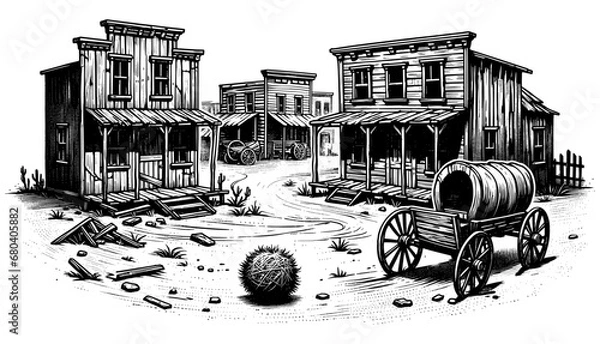 Obraz Ghost Town Linocut