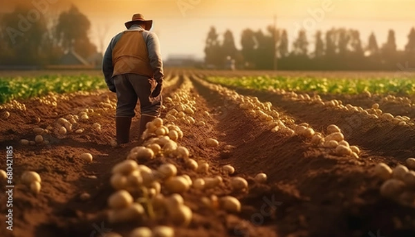Fototapeta Potato Farm, Grows potatoes for consumption and processing