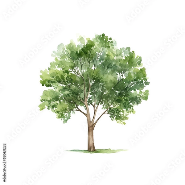 Fototapeta Tree watercolor clipart crop picture use Set of hand drawn trees. forest tree pack isolated transparent background PNG 300 DPI