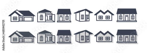 Fototapeta Icon Set House Building Logo Vector Template