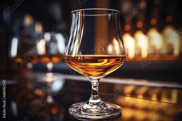 Fototapeta A glass of wine sitting on top of a table. Perfect for wine enthusiasts and restaurant themes