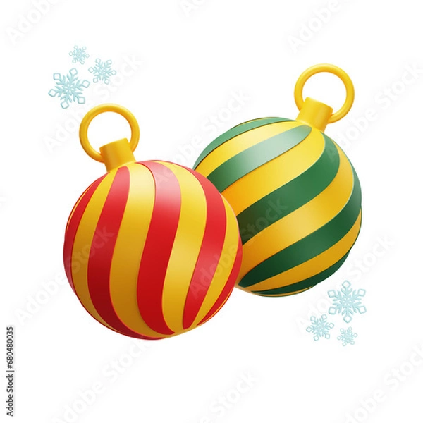 Fototapeta two bauble 3D illustration 