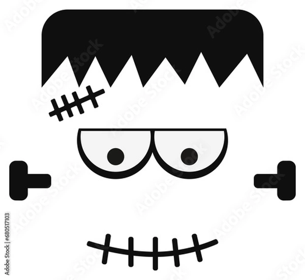 Obraz Halloween boy Frankenstein, flat vector illustration.