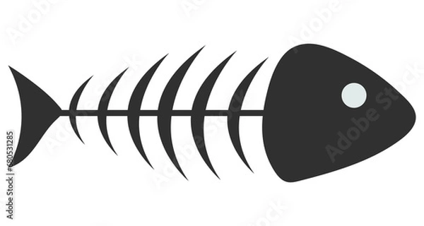 Obraz Fish bone or fishbone skeleton flat vector icon.