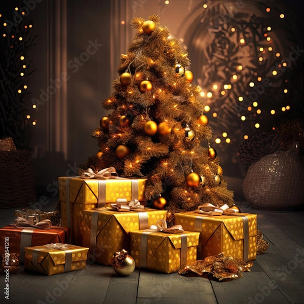 Obraz Christmas Tree with Gifts.