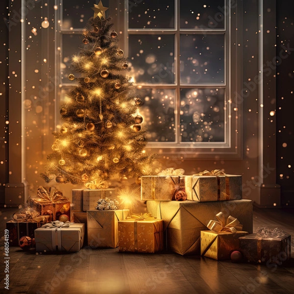 Obraz Christmas Tree with Gifts.