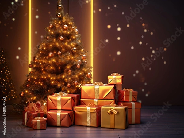 Obraz Christmas Tree with Gifts.