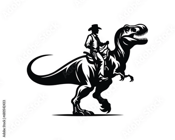 Obraz Dinosaur Riding Cowboy Vector