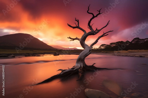 Fototapeta A mesmerizing photograph showcasing the dramatic fiords, snow-capped peaks, and lush rainforests of Fiordland National Park. Exploring this World Heritage site allows you to cruise through Milford Sou
