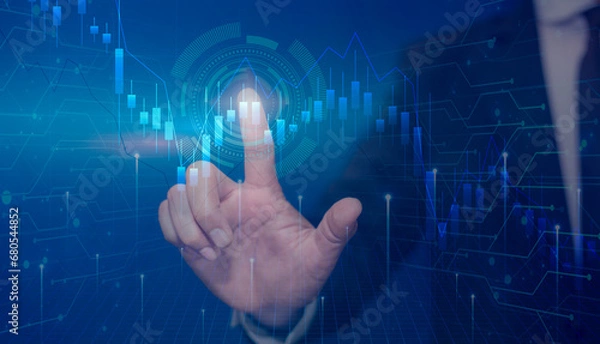 Obraz businessman Hand touch digital