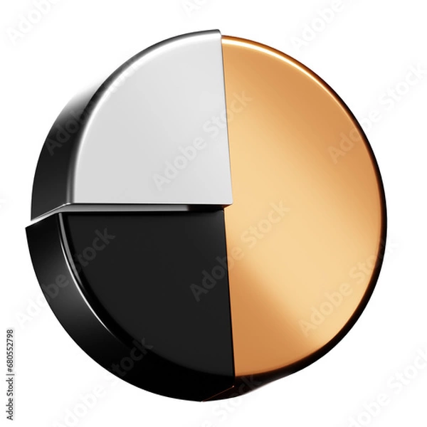 Fototapeta 3D Metallic Pie Chart Icon