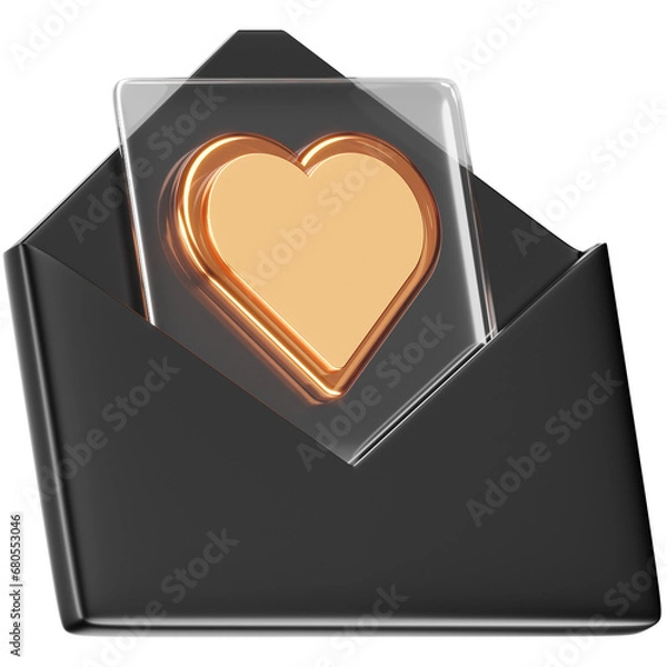 Fototapeta 3D Heart in Envelope Icon