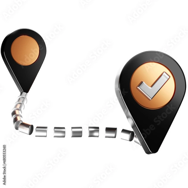 Fototapeta 3D Map Pin with Check Mark Icon
