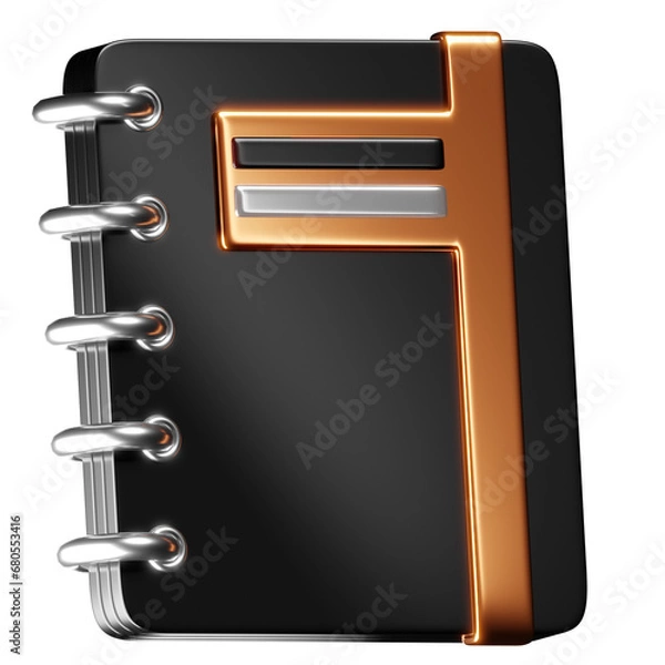 Fototapeta 3D Metallic Ring-Bound Notebook Icon