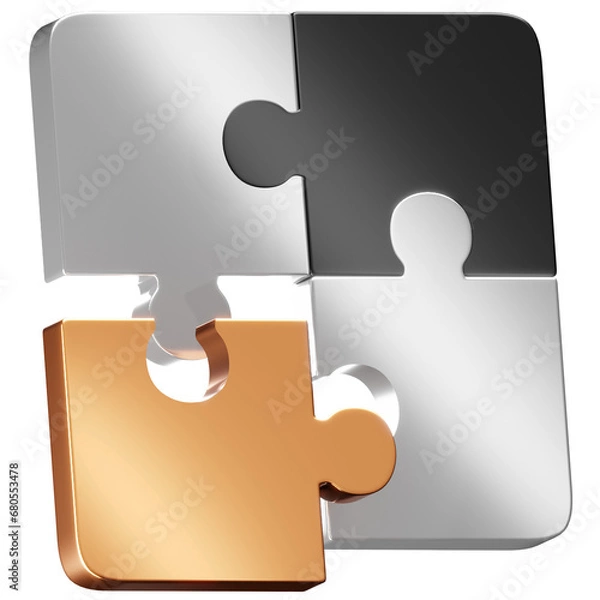 Fototapeta 3D Interlocking Puzzle Pieces Icon