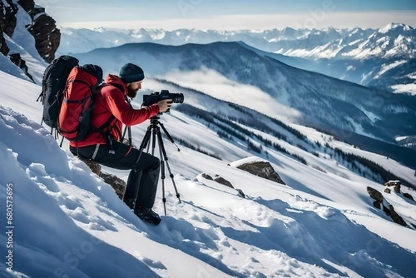 Obraz couple in winter mountains