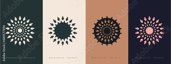 Fototapeta Vector Set of Floral Pattern Logo Designs. Decorative Set of Patterns Used on Greeting and Invitation Cards for Christmas and other events.