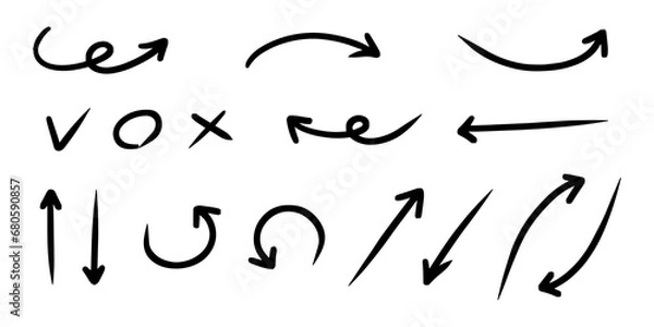 Fototapeta ペンの手書きの矢印セット_黒