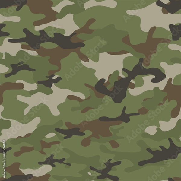 Fototapeta Seamless camouflage. Military camo texture. Print on fabric on paper. Vector