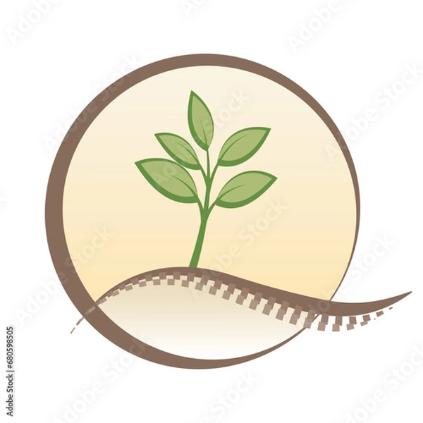 Obraz Tree growing on mound inside letter Q logo. Soil quality icon. Vector illustration outline flat design style.