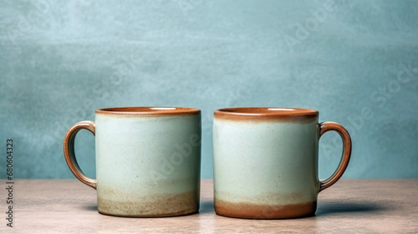 Obraz Handcrafted Mug on Mint Green Background